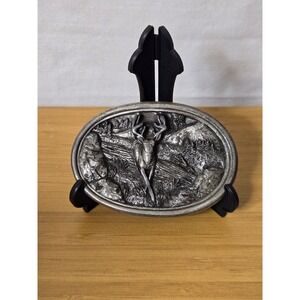 Vintage‎ 1983 Bergamot Brass Works Belt Buckle With 3D Deer Design